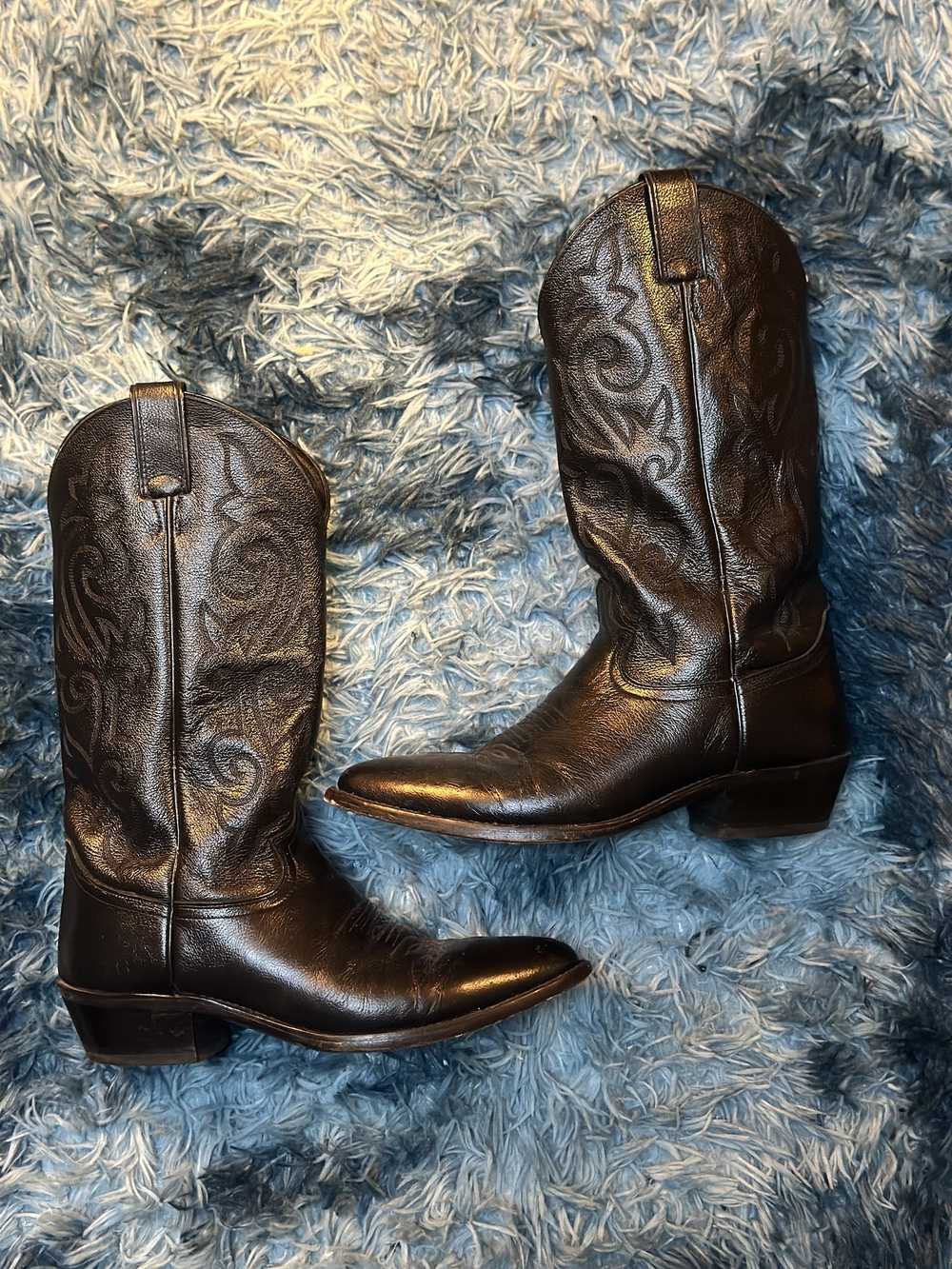 Vintage Black Leather Cowboy boots - image 2