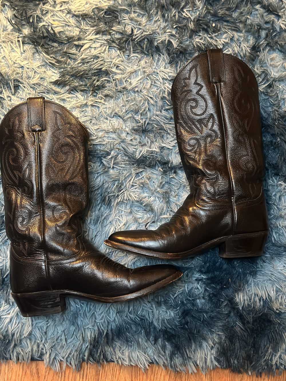 Vintage Black Leather Cowboy boots - image 4