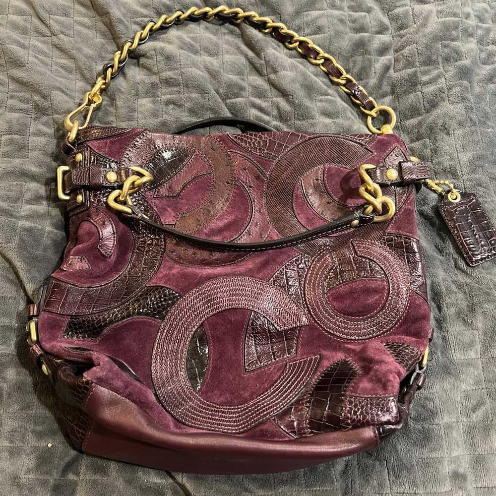 Purple suede coach purse - image 1