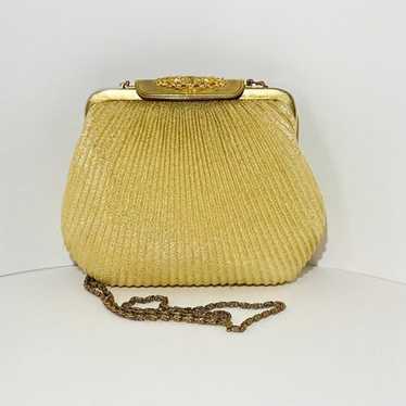 Vintage Gold Pleated Clutch with Top Clasp - image 1