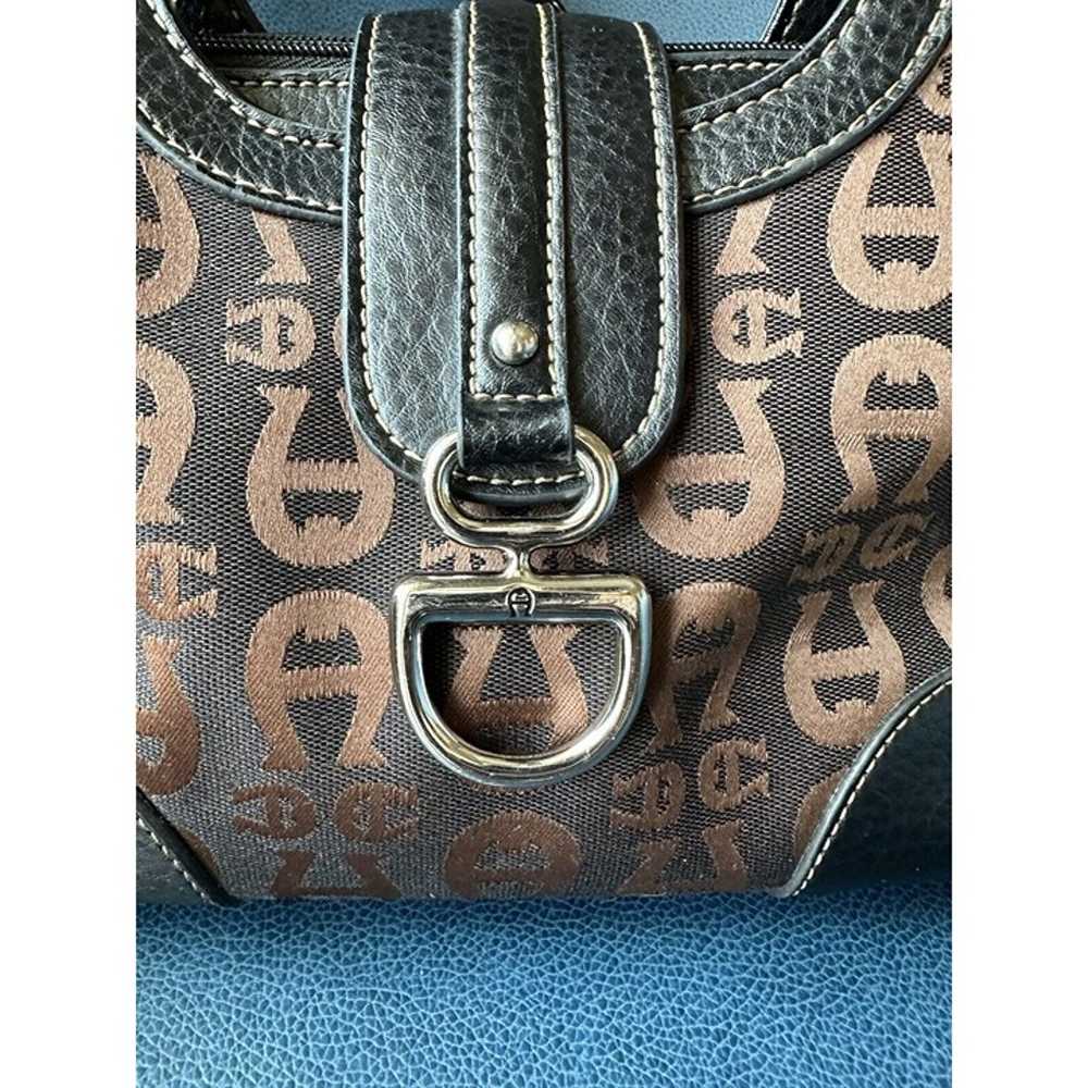 Etienne Aigner Purse Vintage Small Brown Logo Bla… - image 2