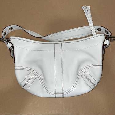 Leather Coach ivory mini handbag