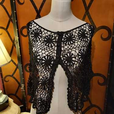 Vintage Open Lace Knit Caplet - image 1