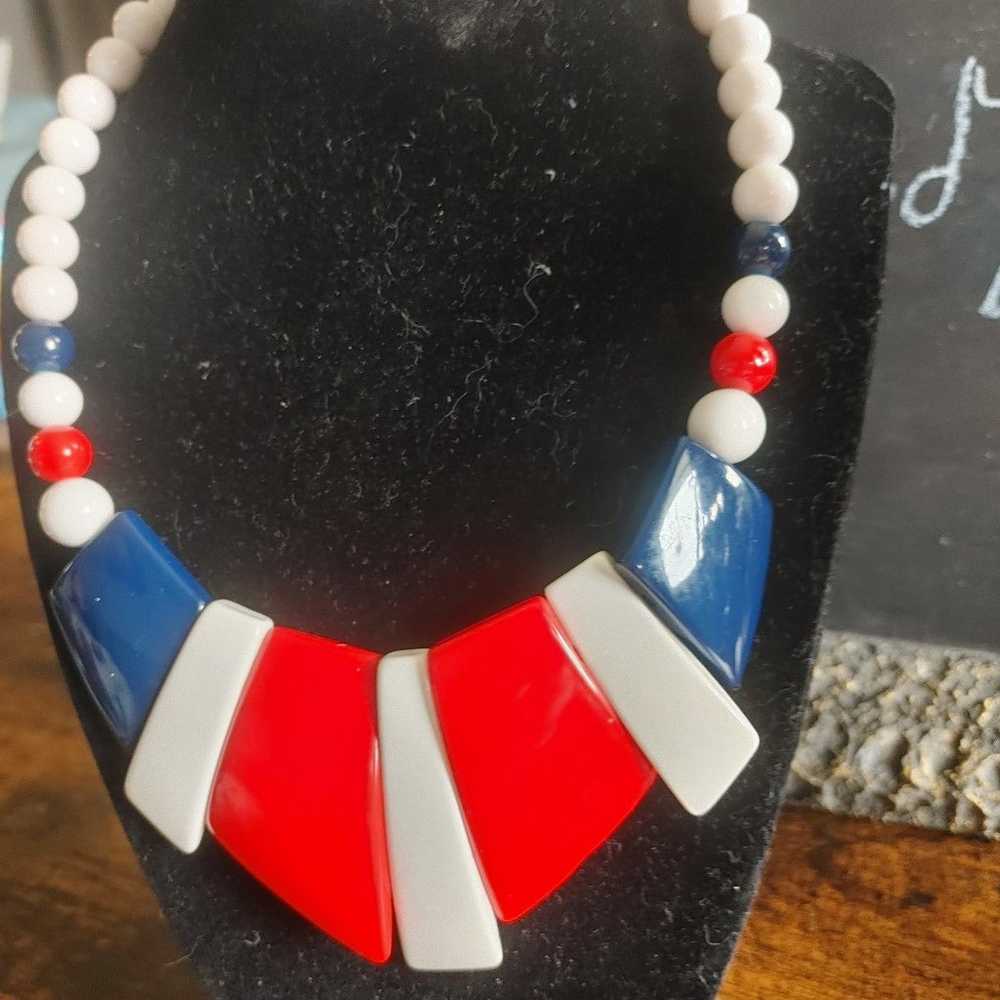 Bakelite Red, White,Blue,Necklace lot patriotic S… - image 3