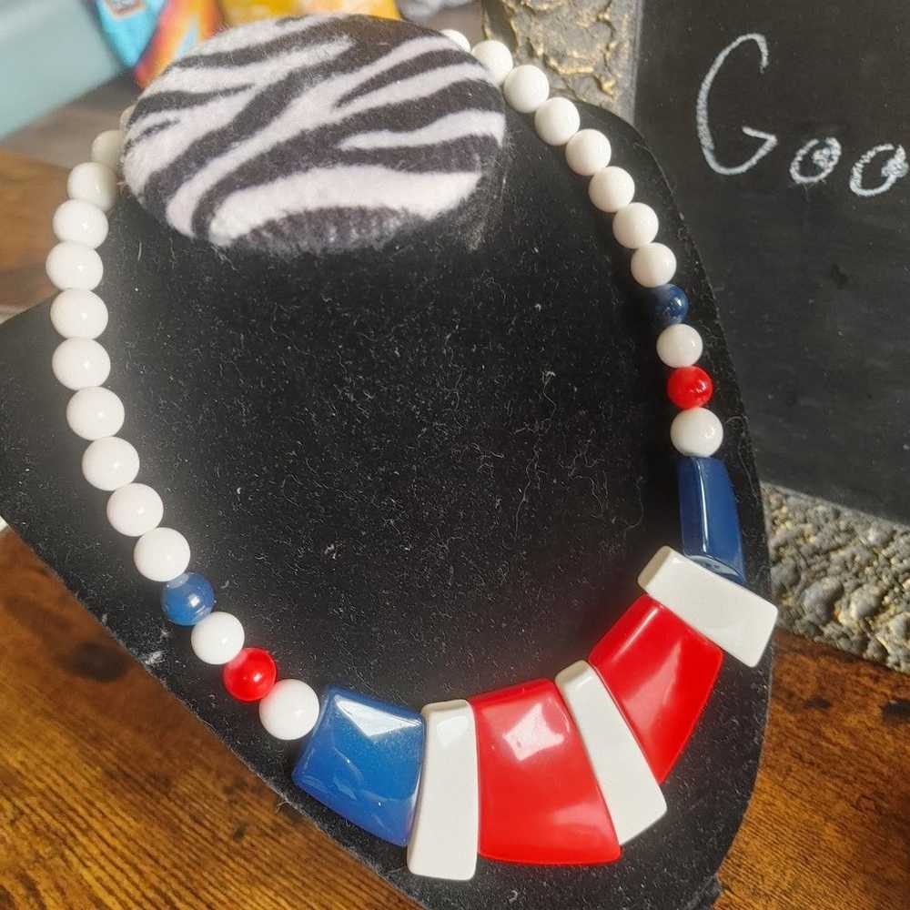 Bakelite Red, White,Blue,Necklace lot patriotic S… - image 5