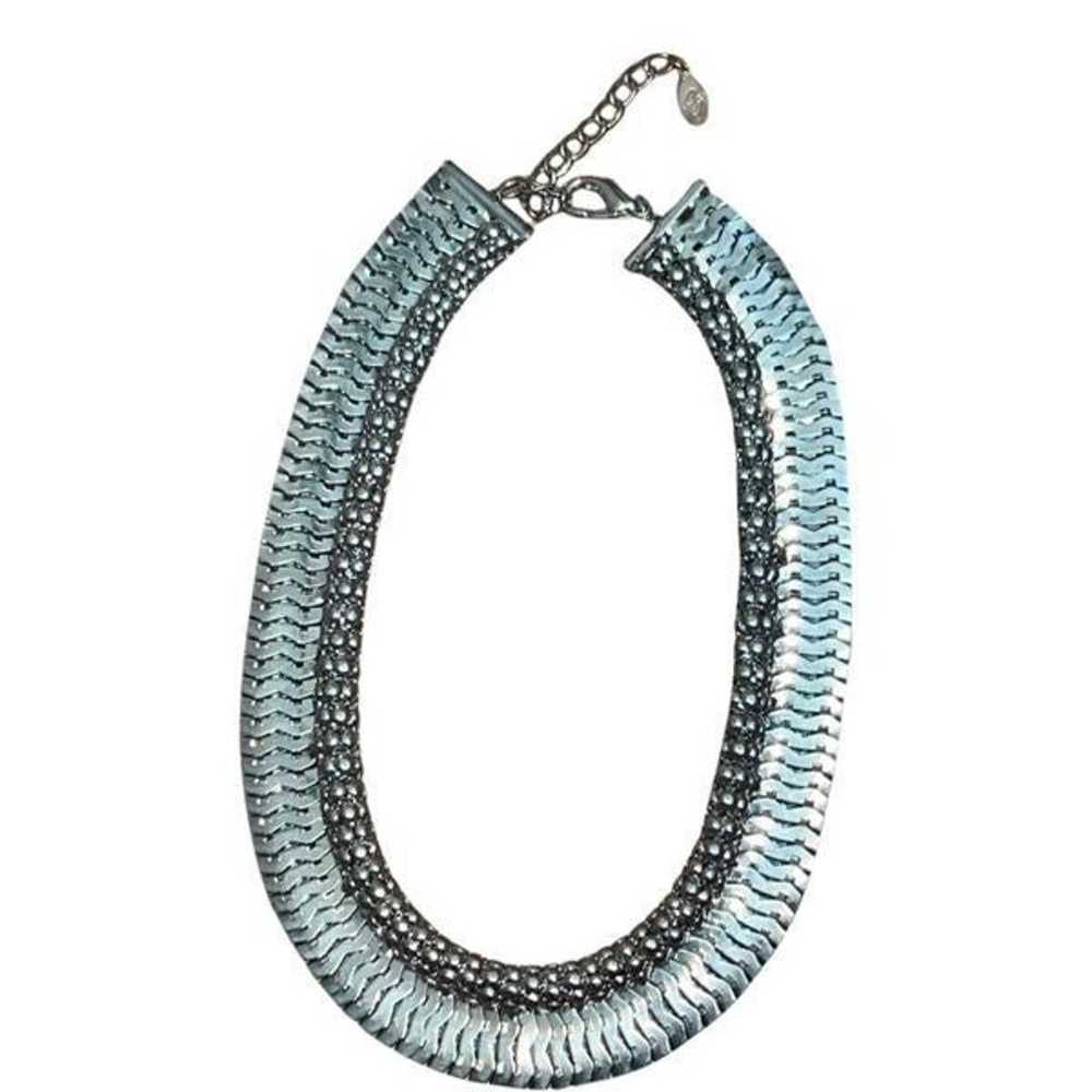 Vintage Antique Finish Metal Necklace Chain Ethni… - image 2