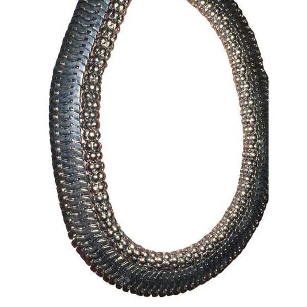 Vintage Antique Finish Metal Necklace Chain Ethni… - image 3