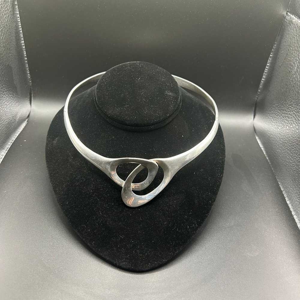 Beautiful Sterling Silver Modern Choker Necklace - image 1