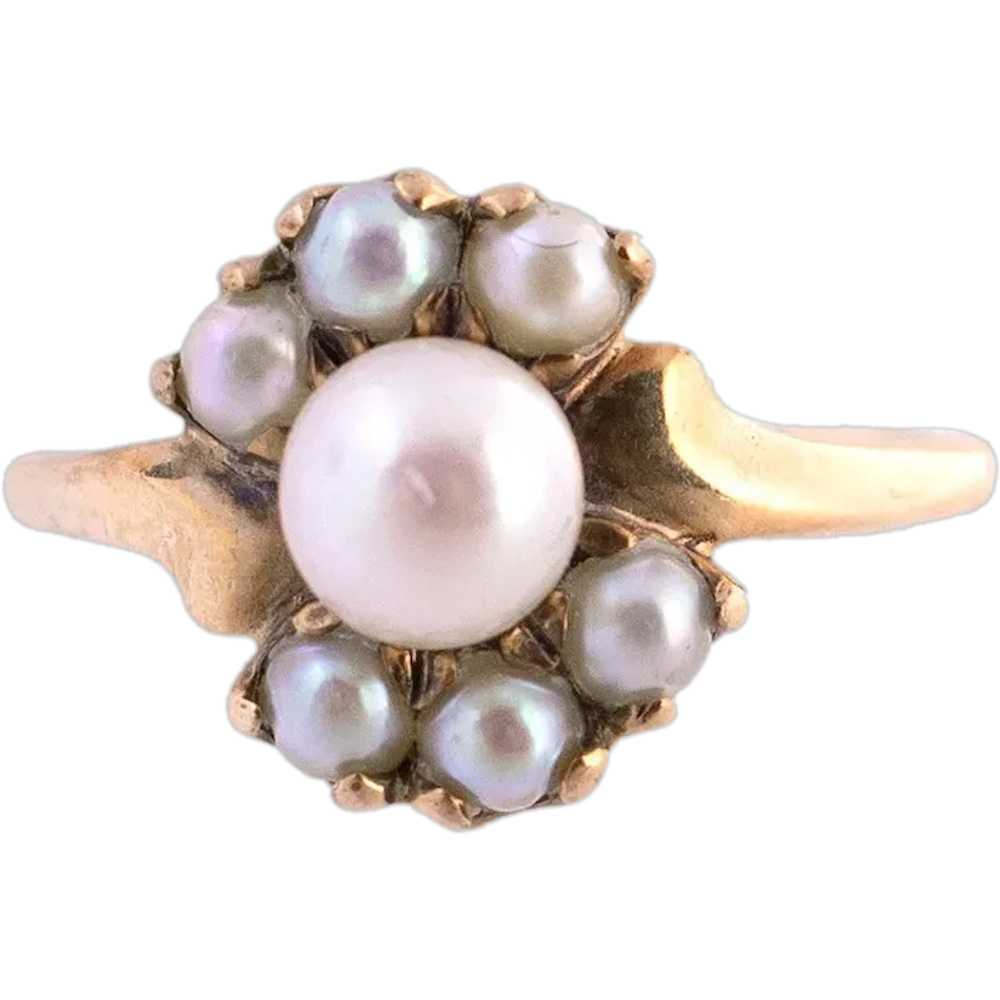 10K Gold Pearl Cluster Ring - image 1