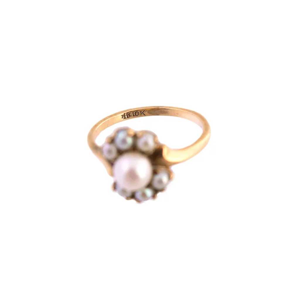 10K Gold Pearl Cluster Ring - image 3