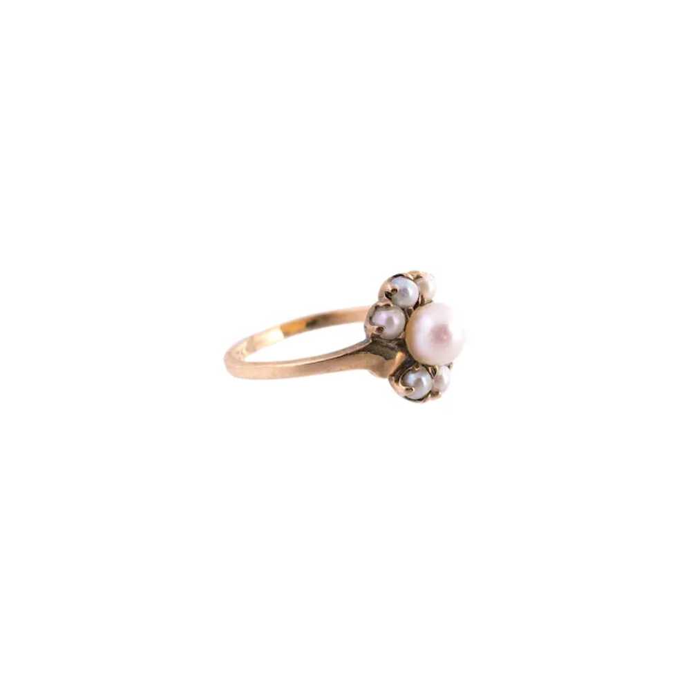 10K Gold Pearl Cluster Ring - image 4