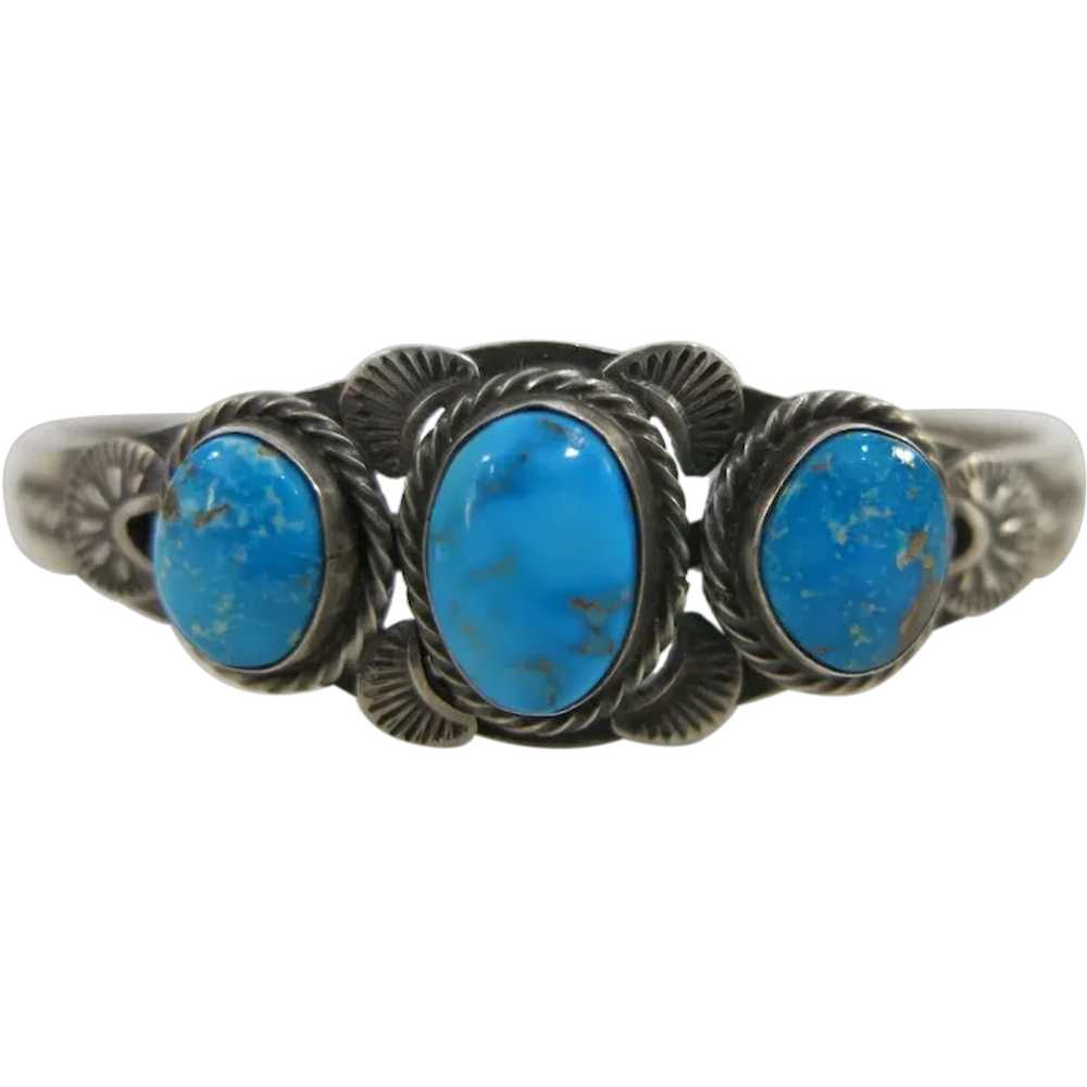 Sheila Tso Navajo Blue Ridge Turquoise Cuff - image 1