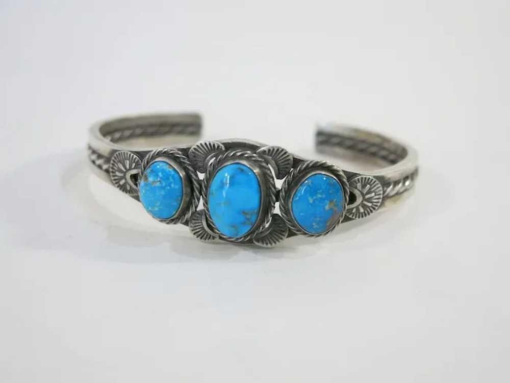 Sheila Tso Navajo Blue Ridge Turquoise Cuff - image 4