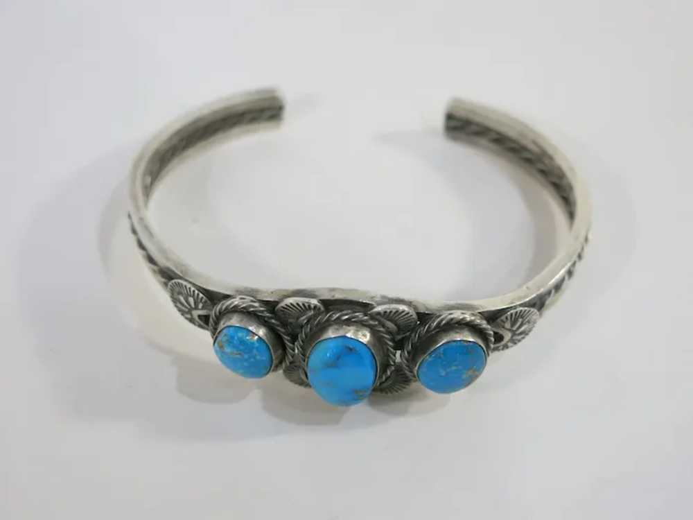 Sheila Tso Navajo Blue Ridge Turquoise Cuff - image 8