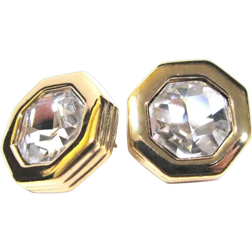 Swarovski Crystal Goldtone Pierced Earrings by SAL - image 1