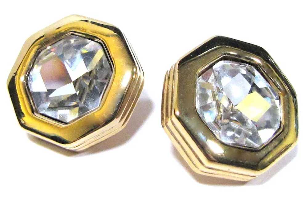 Swarovski Crystal Goldtone Pierced Earrings by SAL - image 2