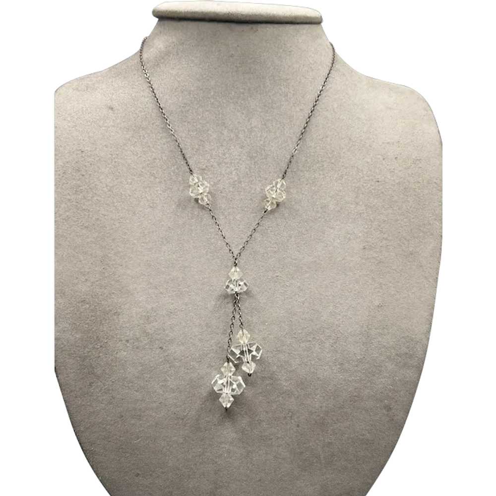 Antique Art Deco Rock Crystal Necklace Sterling S… - image 1