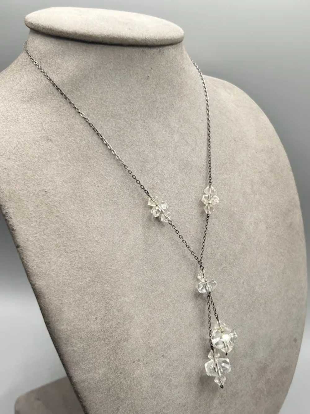 Antique Art Deco Rock Crystal Necklace Sterling S… - image 3