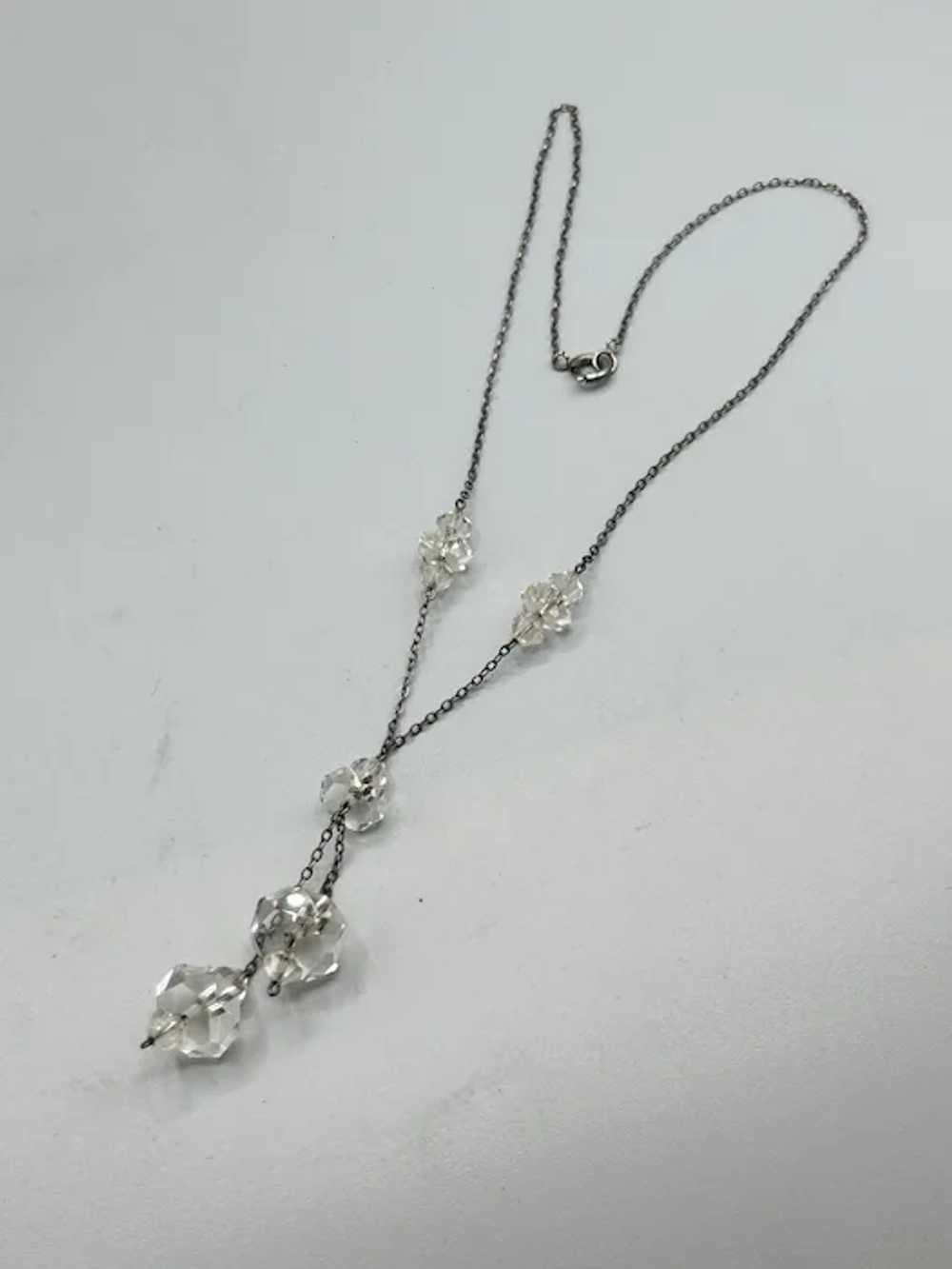 Antique Art Deco Rock Crystal Necklace Sterling S… - image 5