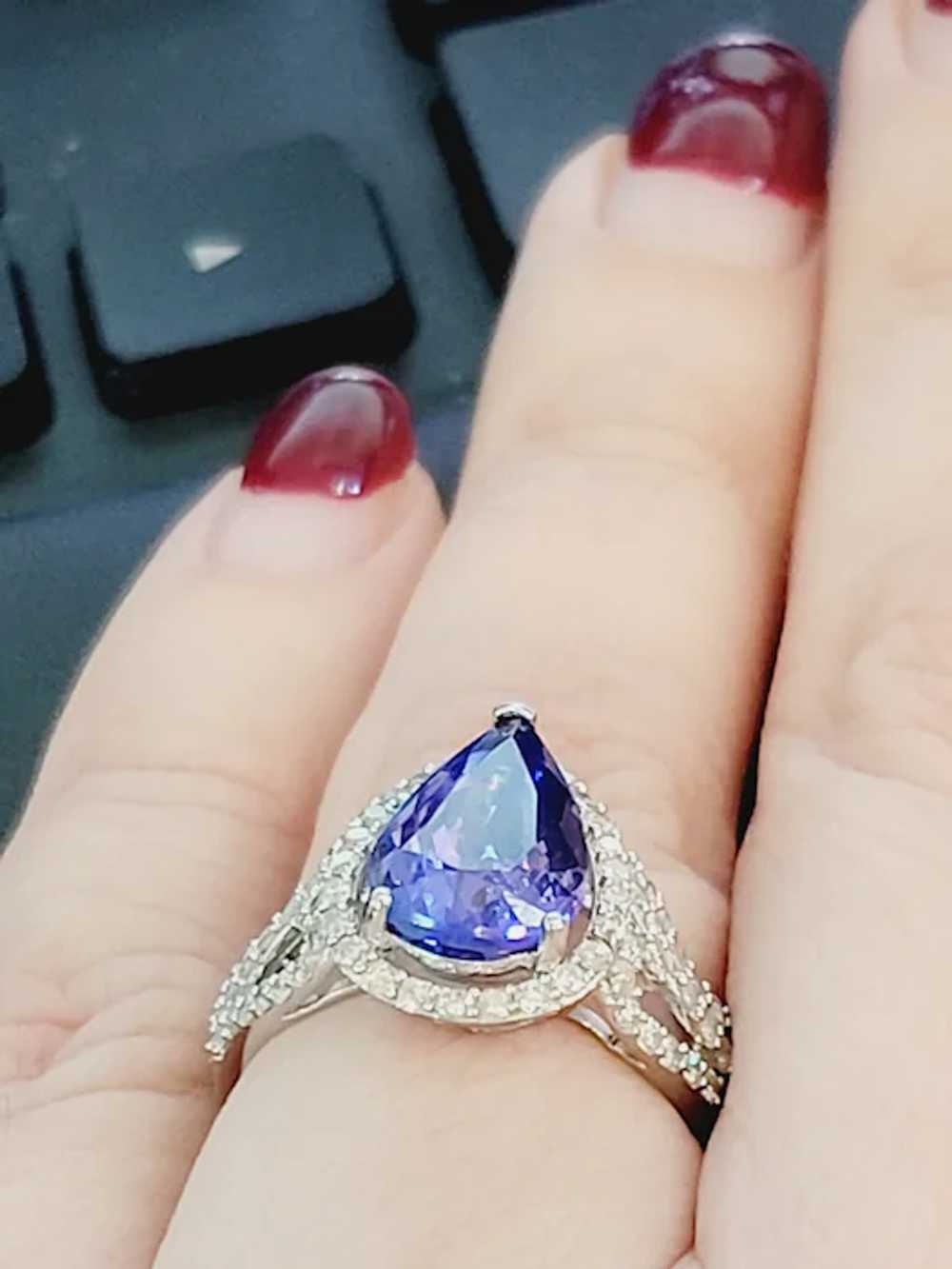 Diamond and Pear Cut Genuine Tanzanite 3.5 carats… - image 10