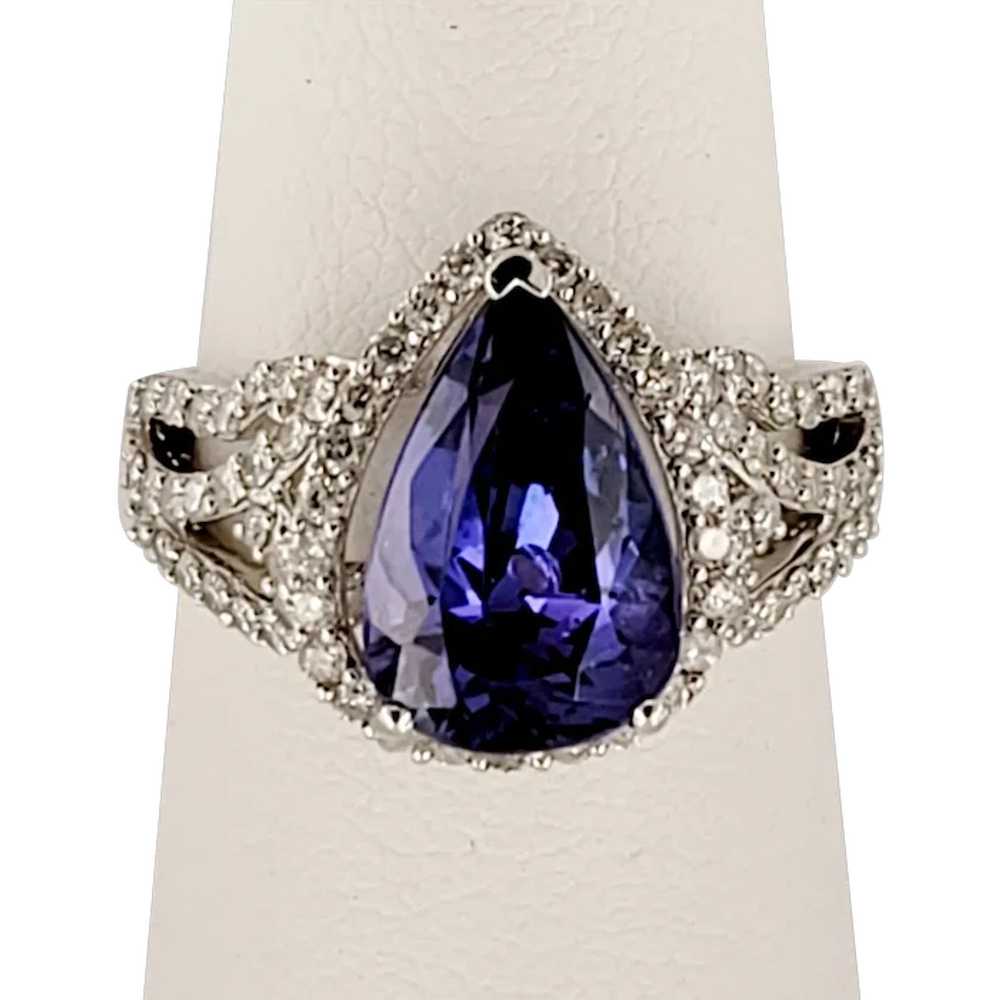 Diamond and Pear Cut Genuine Tanzanite 3.5 carats… - image 1