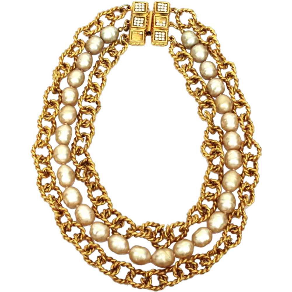 Gerard Yosca Necklace Large Faux Baroque Pearls T… - image 1