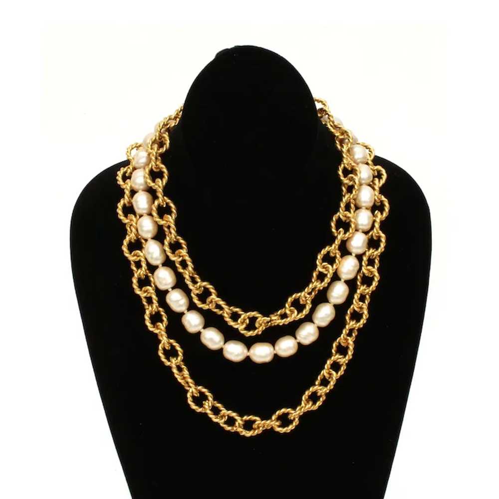 Gerard Yosca Necklace Large Faux Baroque Pearls T… - image 2