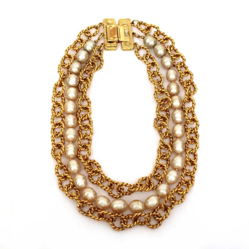 Gerard Yosca Necklace Large Faux Baroque Pearls T… - image 3