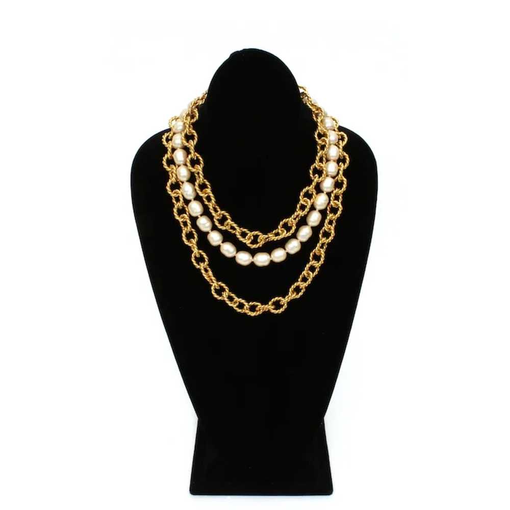 Gerard Yosca Necklace Large Faux Baroque Pearls T… - image 4