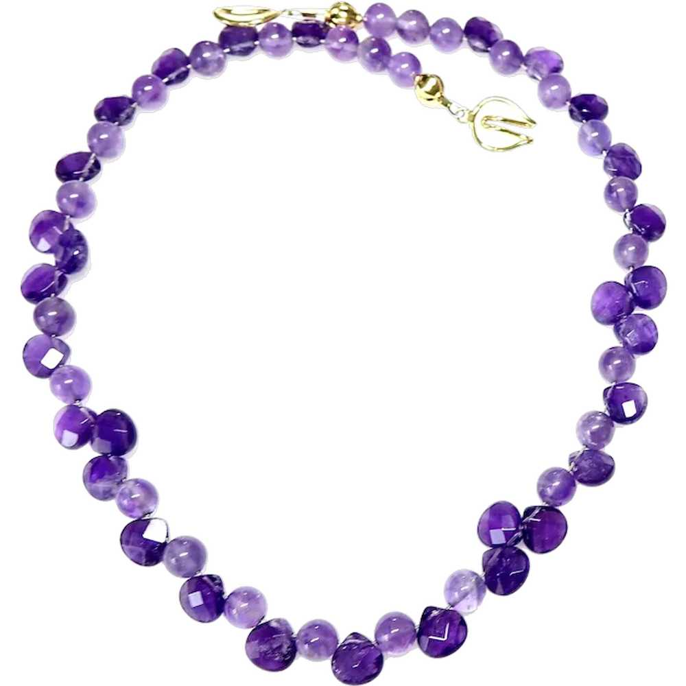 Faceted Pear Shaped Purple Amethyst Drops Necklace - image 1