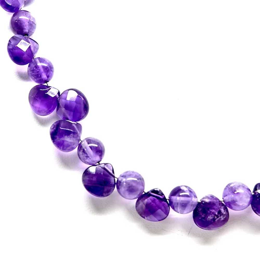 Faceted Pear Shaped Purple Amethyst Drops Necklace - image 2