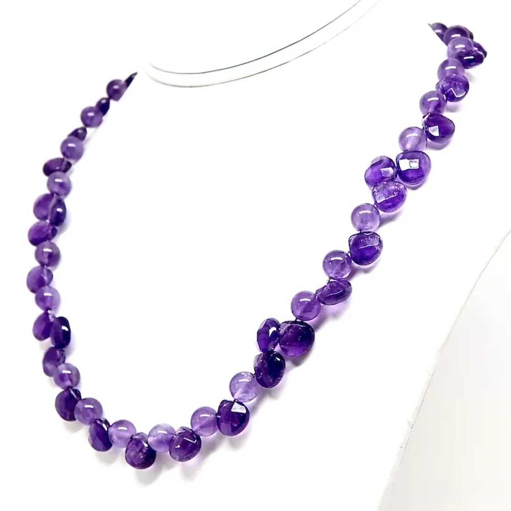 Faceted Pear Shaped Purple Amethyst Drops Necklace - image 3