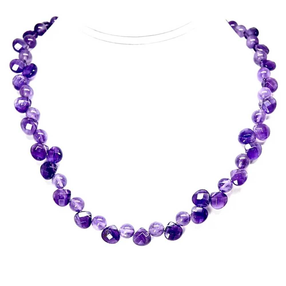 Faceted Pear Shaped Purple Amethyst Drops Necklace - image 4
