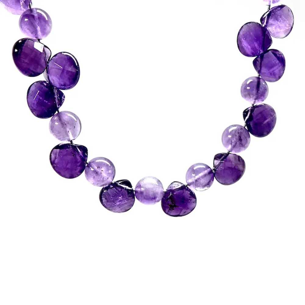 Faceted Pear Shaped Purple Amethyst Drops Necklace - image 5