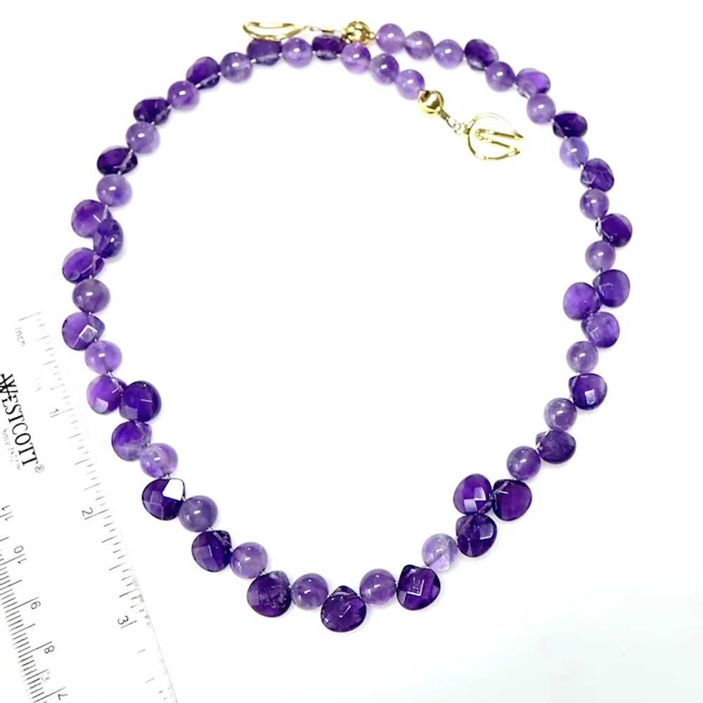 Faceted Pear Shaped Purple Amethyst Drops Necklace - image 7