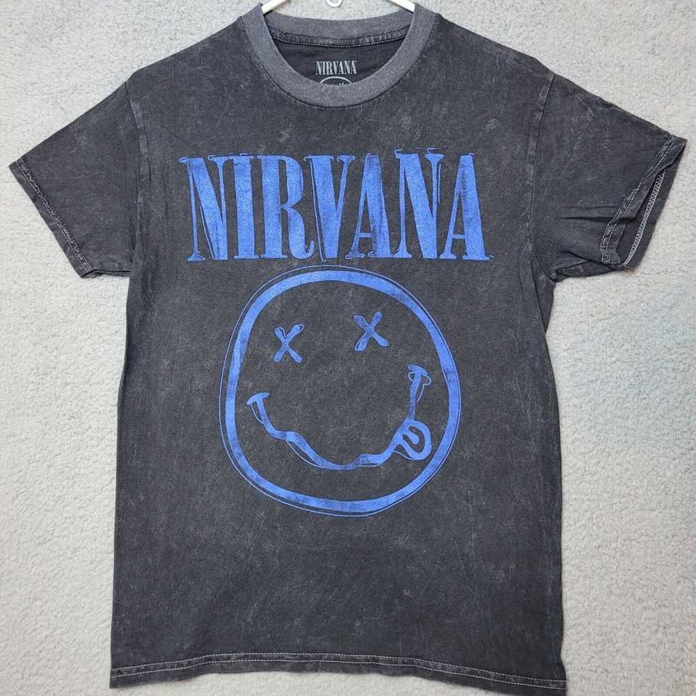 Nirvana Tee Shirt Men's Retro Graphic Burnout Bla… - image 3