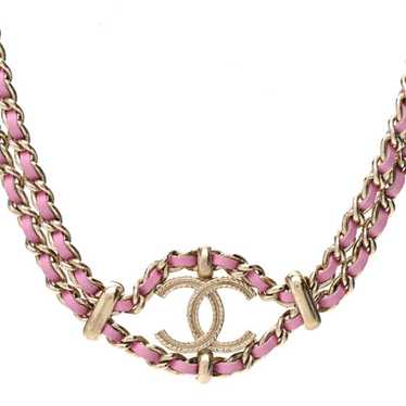 CHANEL Metal Lambskin CC Chain Link Necklace Pink - image 1