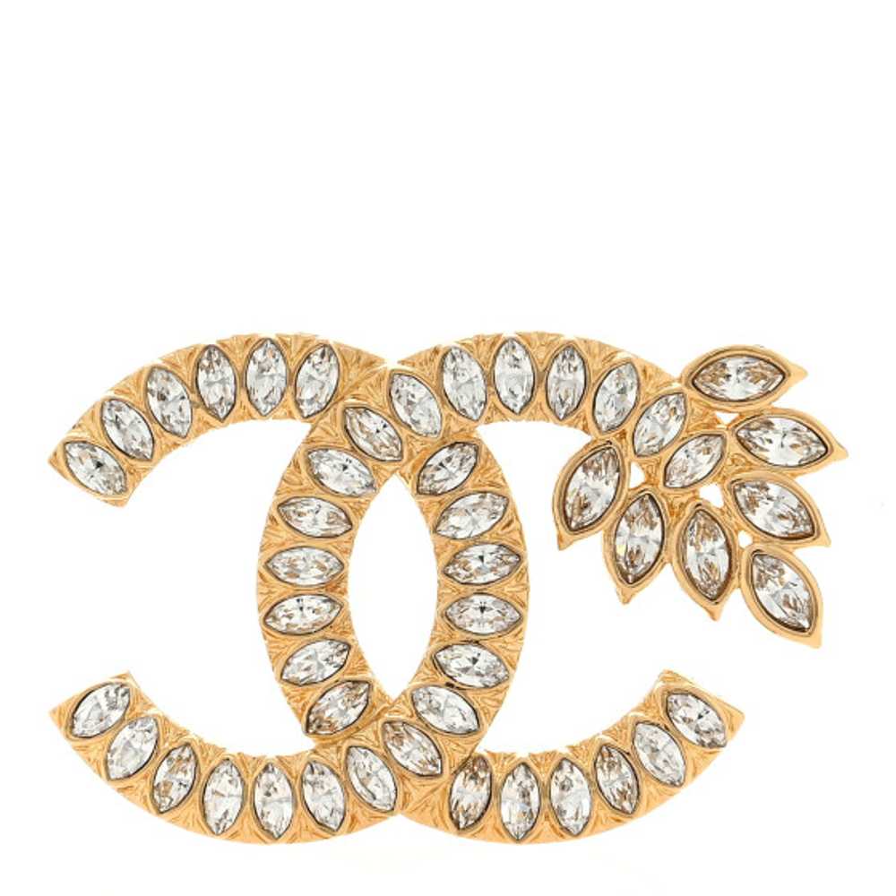 CHANEL Crystal Wheat CC Brooch Gold - image 1