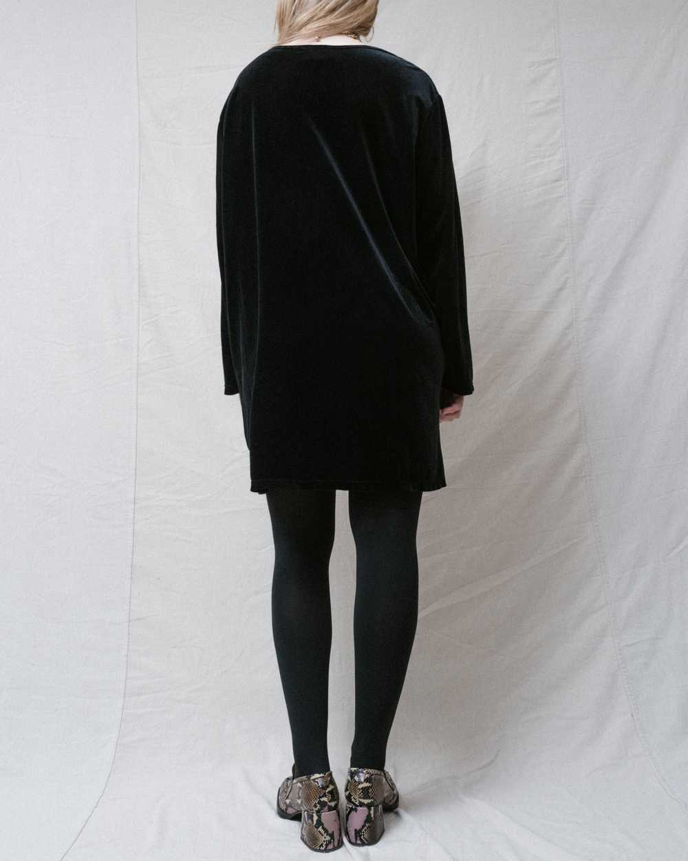 Vintage Oversized Black Velvet Shirt Dress (S-L) - image 4