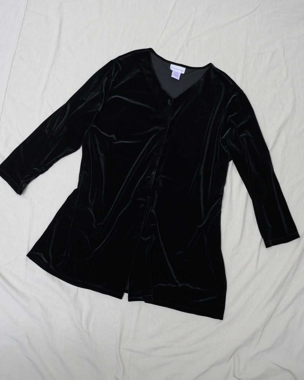 Vintage Oversized Black Velvet Shirt Dress (S-L) - image 5