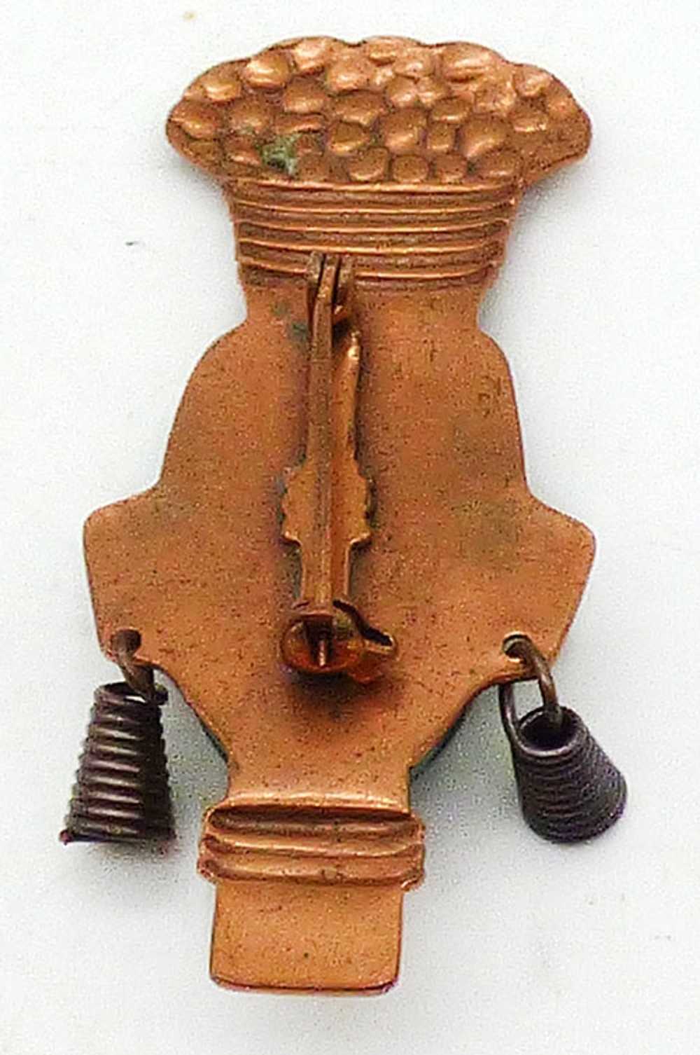 Elzac Copper Ceramic Mask Brooch - image 2