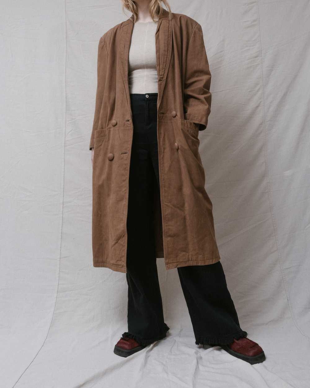 Vintage Tan Leather Coat (S/M) - image 3