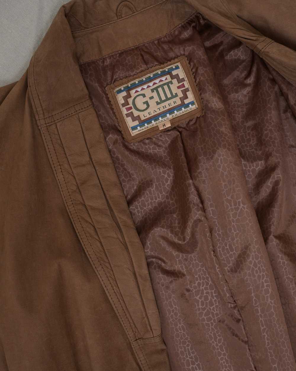 Vintage Tan Leather Coat (S/M) - image 6