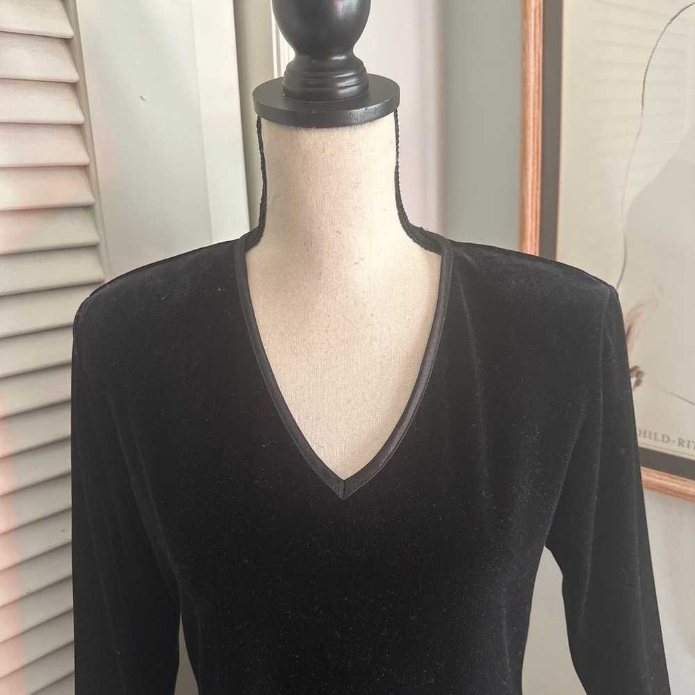 KC SPENCER Vintage Womens Black Velvet Long Sleev… - image 2