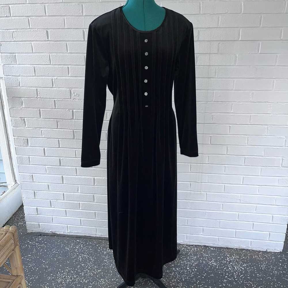 Vintage 90s black velvet maxi dress - image 1