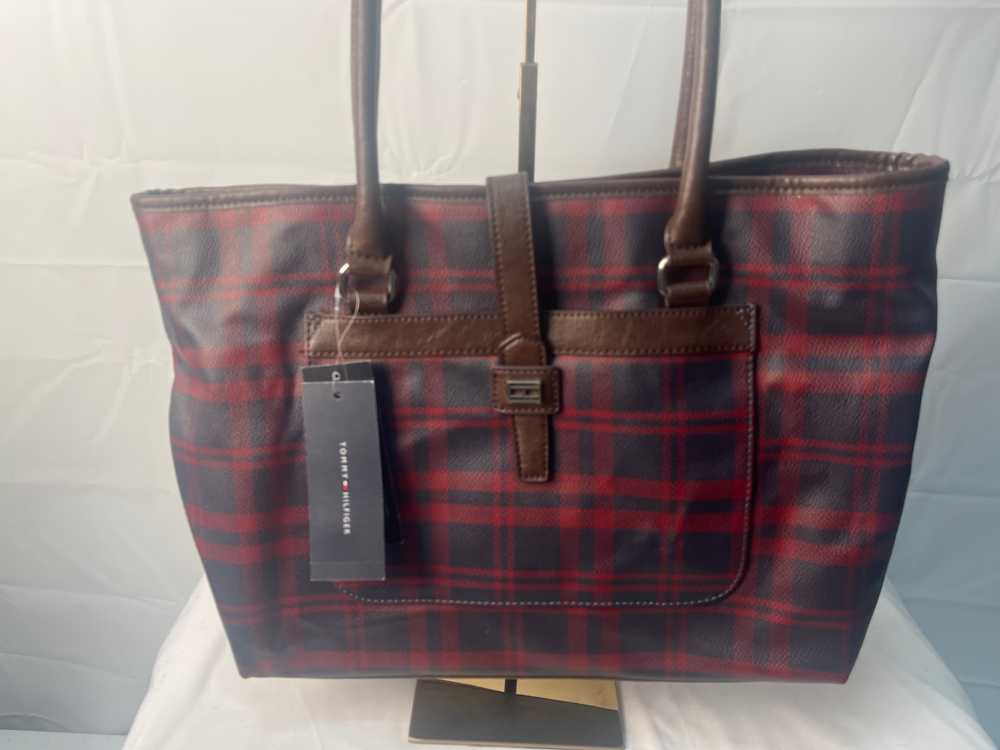Tommy Hilfiger Red/Blue Plaid Tote - image 1