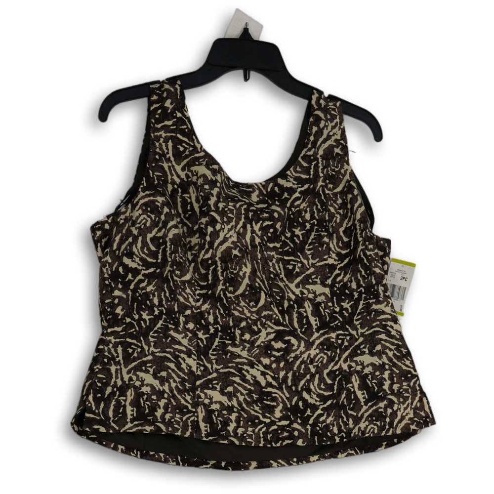 Kasper NWT Womens Brown Abstract Sleeveless Round… - image 1