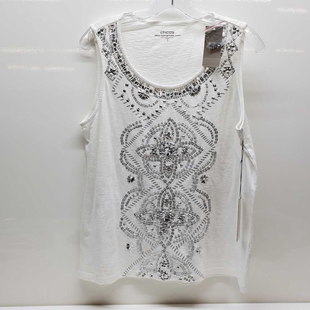 Chico's Apparel Silver Dreama Tank Optic White Sz… - image 1