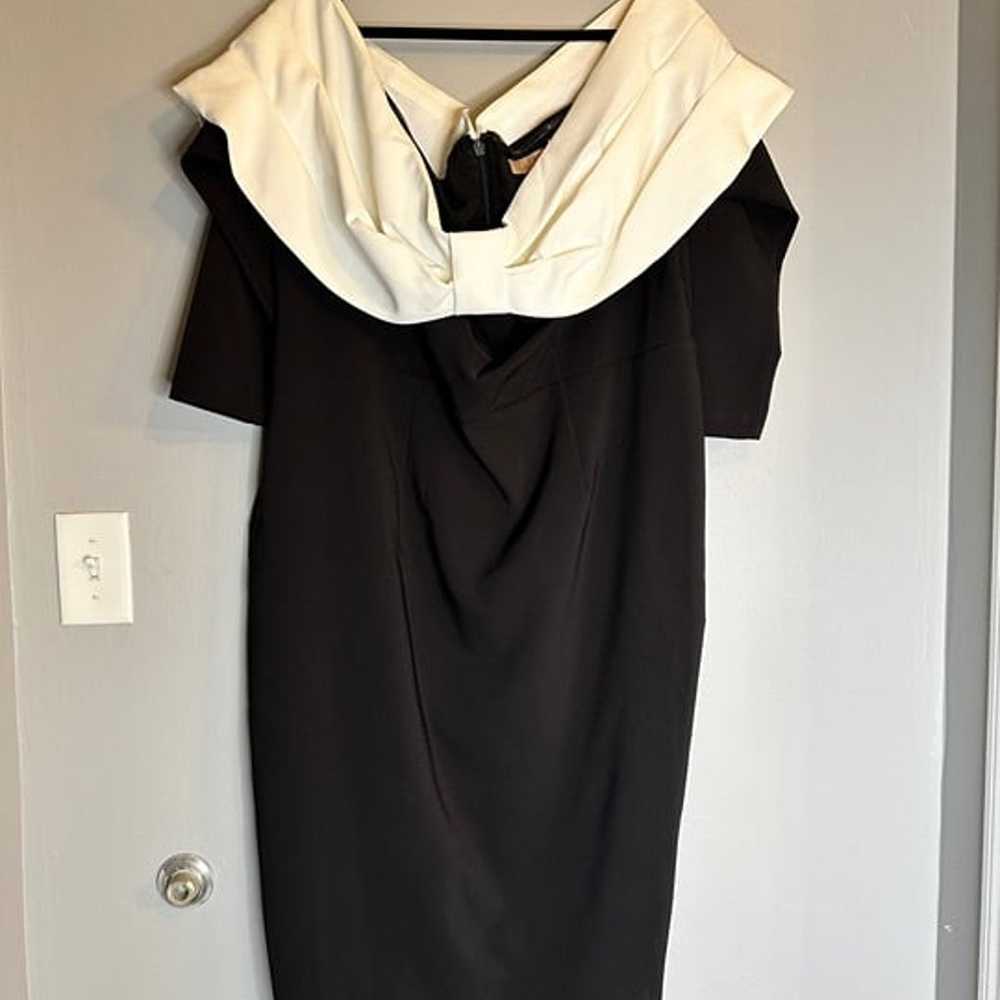 Black and white off the shoulder bow dress - image 2