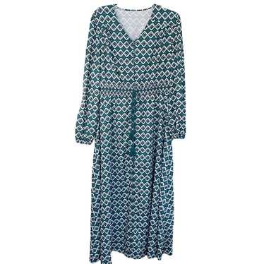 Boho long Sleeve Button Down Maxi Dress Green XL - image 1